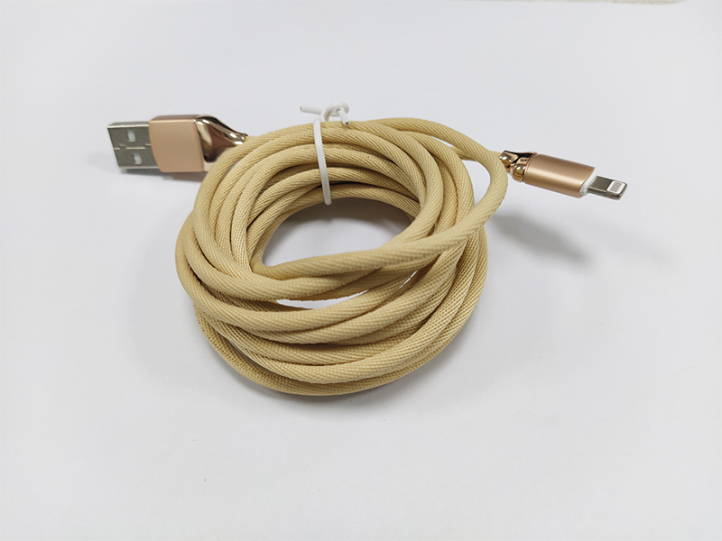 31-3米2A布藝編織蘋果數據線金色
